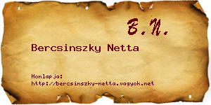 Bercsinszky Netta névjegykártya